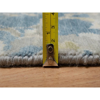 2'X3'1" Blue Broken Pattern Oushak Design 100% Wool Hand Knotted Mat Rug