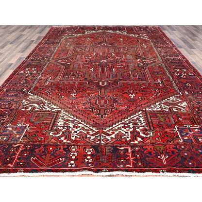 7'10"X11'4" Red Hand Knotted Cleaned Evenly Worn Vintage Oriental Rug