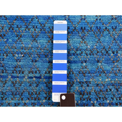 10'X14'3" Blue Modern Chiaroscuro Collection Pure Wool Hand Knotted Rug