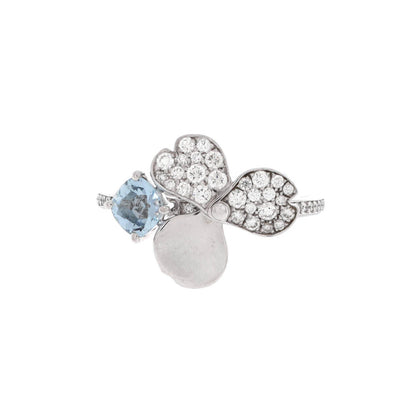 Tiffany & Co. Paper Flowers Ring Platinum With Aquamarine And Diamonds