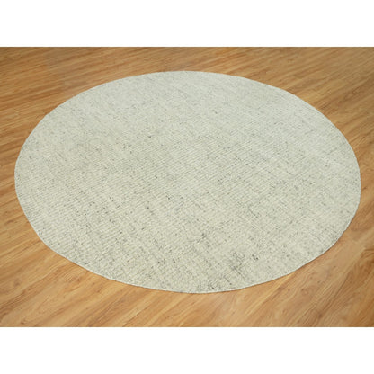10'X10' Halo Gray Organic Wool Cord Plain Hand Woven Flat Weave Round Rug