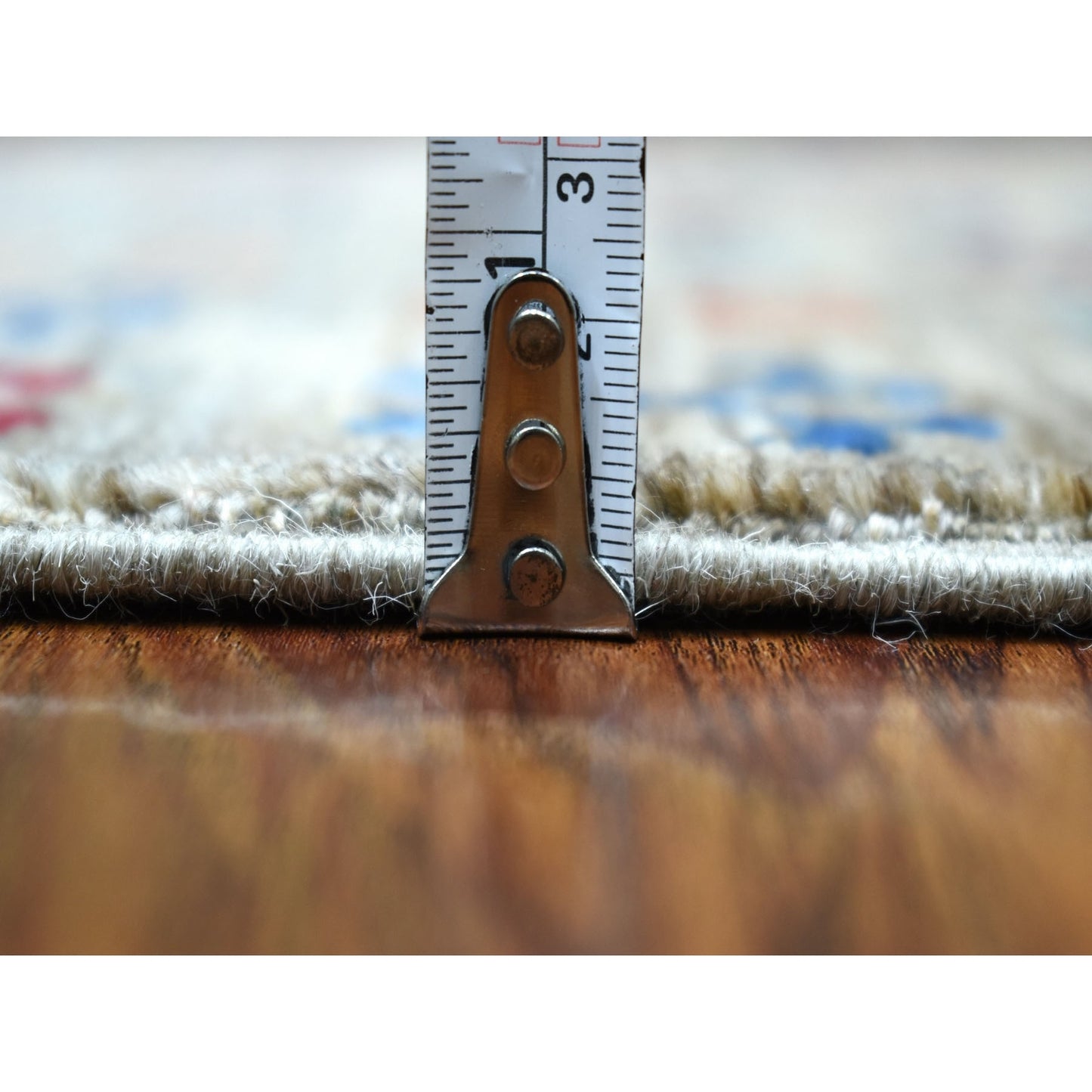 2'10"X7'7" Hand Knotted Gray Super Kazak Khorjin Design Pure Wool Rug