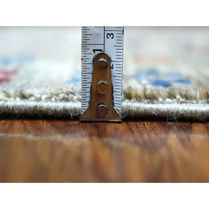 2'10"X7'7" Hand Knotted Gray Super Kazak Khorjin Design Pure Wool Rug