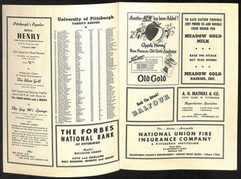 1943 Pitt Vs Notre Dame Rare Vintage College