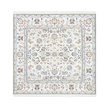 5'2"X5'2" All Over Design Square Wool&Silk 250 Kpsi Nain Hand Knotted Rug