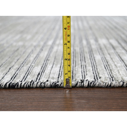 10'X14' Taupe Modern Textured Design Wool & Silk Hand Loomed Oriental Rug