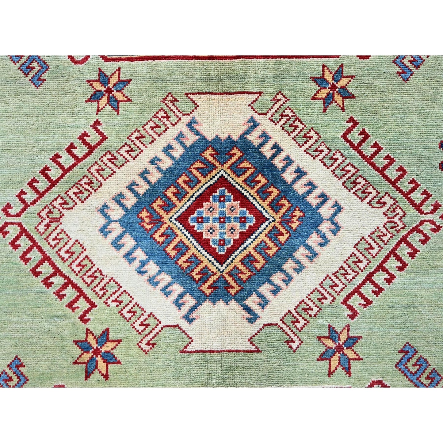 8'X10'4" Green Afghan Special Kazak Hand Knotted Pure Wool Oriental Rug