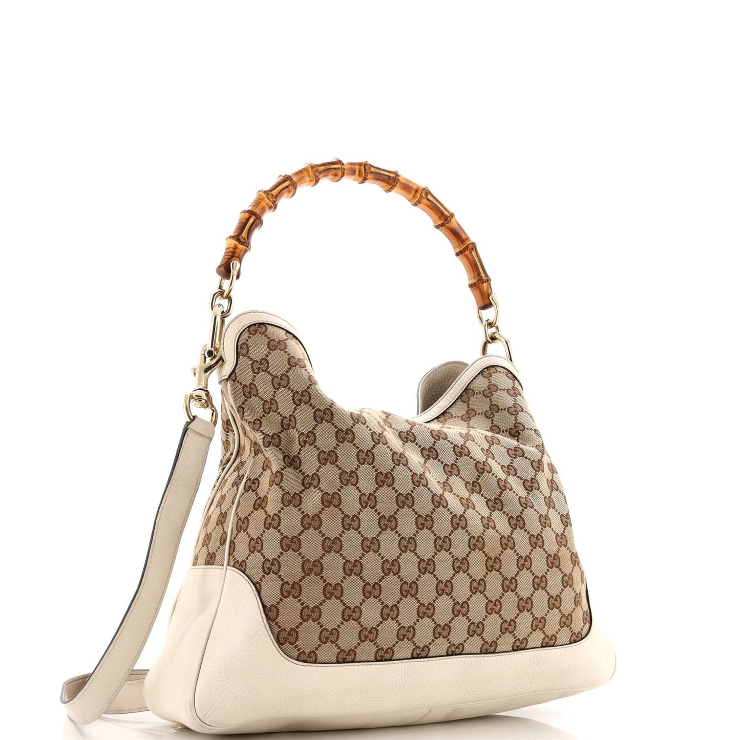 Gucci Diana Bamboo Shoulder Bag Gg Canvas Medium