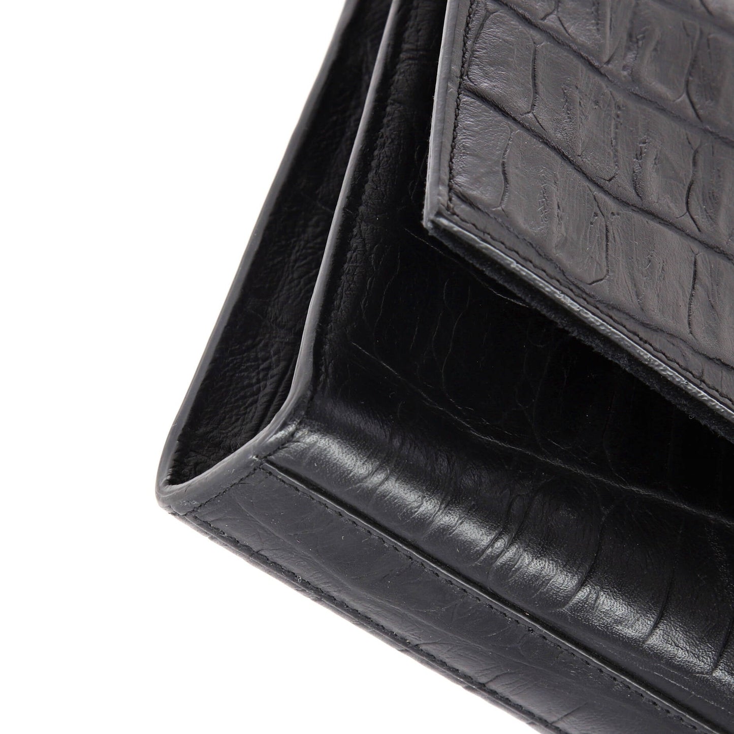 Saint Laurent Classic Monogram Tassel Clutch Crocodile Embossed Leather Long