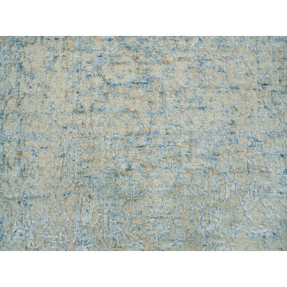 2'6"X10' Gray Wool And Silk Modern Jacquard Hand Loomed Runner