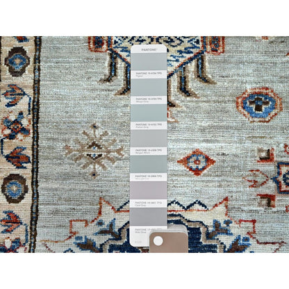 10'X13'8" Wickham Gray Hand Knotted Wool Afghan Super Kazak Oriental Rug