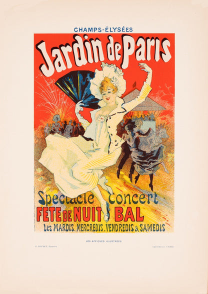 Chret  Jardin De Paris Fte De Nuit Bal  Original 1896 Chaix Lithograph