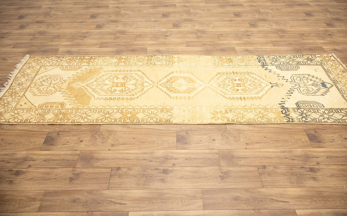 Handmade tribal rug kitchen carpet semi antique muted oriental runner 3x10 ft