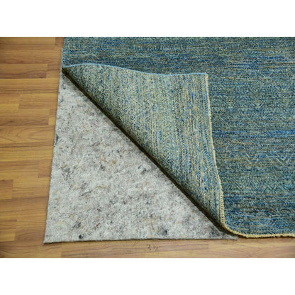 12'X12' Jungle Green Kohinoor Herrita Hand Knotted Pure Wool Square Rug