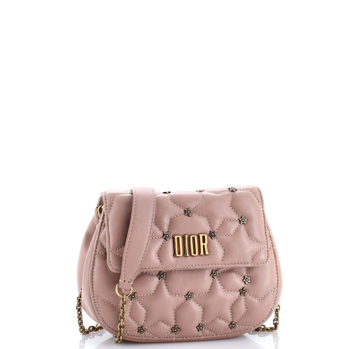 Christian Dior D-Fence Round Clutch With Chain Studded Leather Small