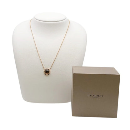 Chaumet Class One Smoky Quartz Diamond Necklace K18 Pink Gold