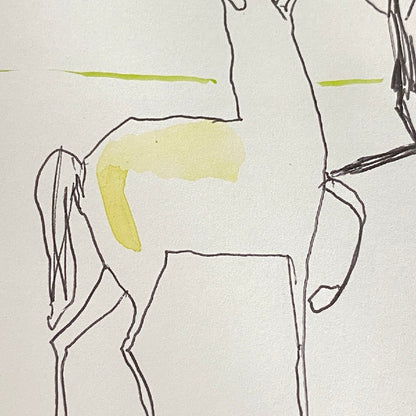 Mark Kostabi 1984 Original Painting Drawing Black Ink On Paper Signed Coa
