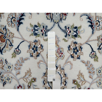 8'7"X12' Ivory Wool And Silk Nain Medallion Design Hand Knotted Rug