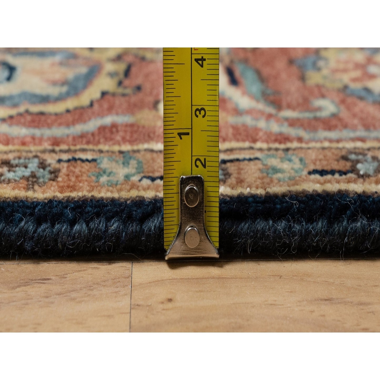 4'2"X6'3" Oxford Blue Heris Re-Creation Hand Knotted Wool Oriental Rug