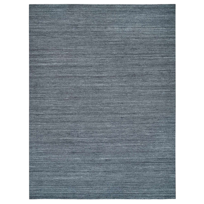 12'1"X15'1" Gray Modern Striae Design All Wool Hand Loomed Oversized Rug