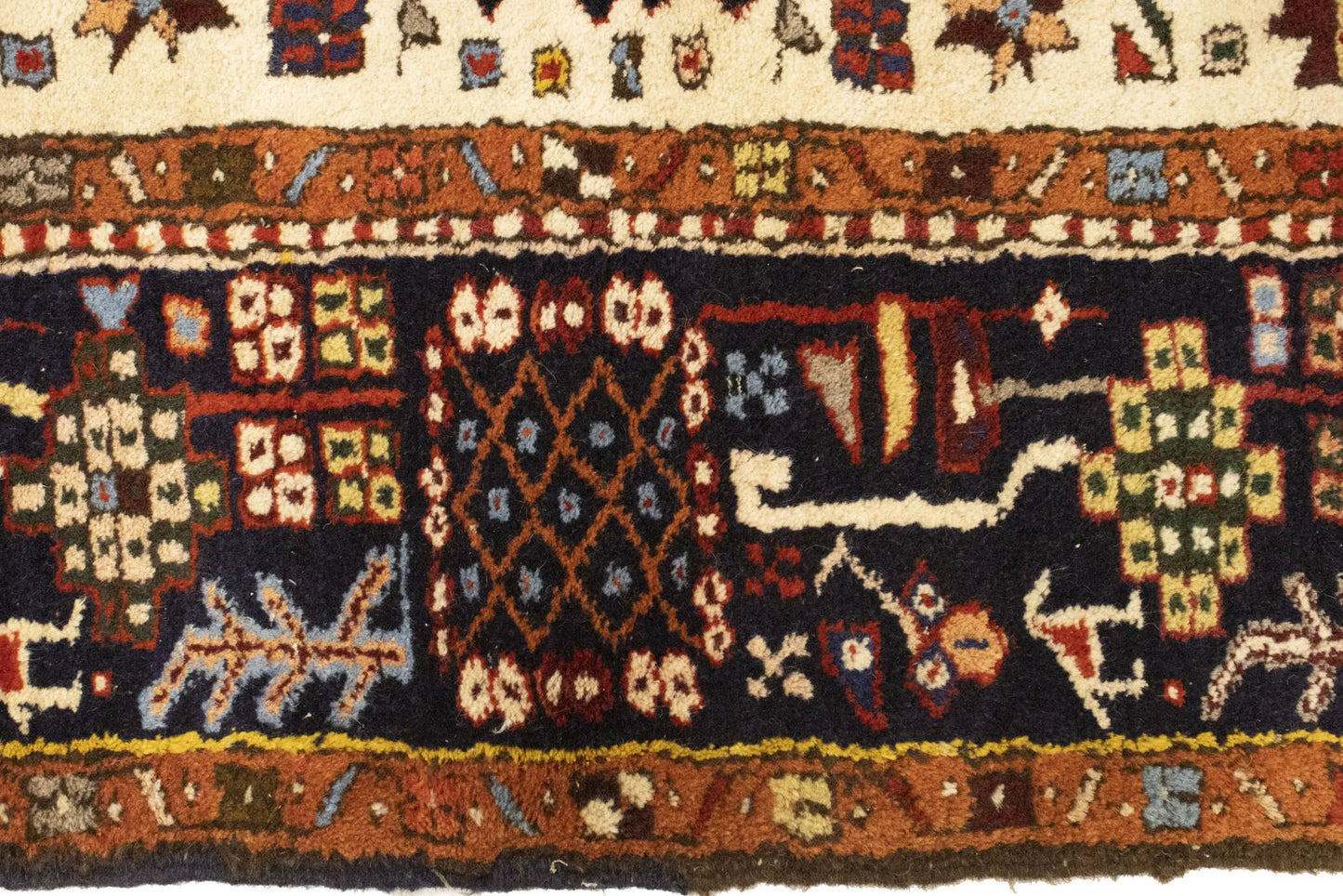 Rare Vintage Oriental Rug Geometric Design Boho