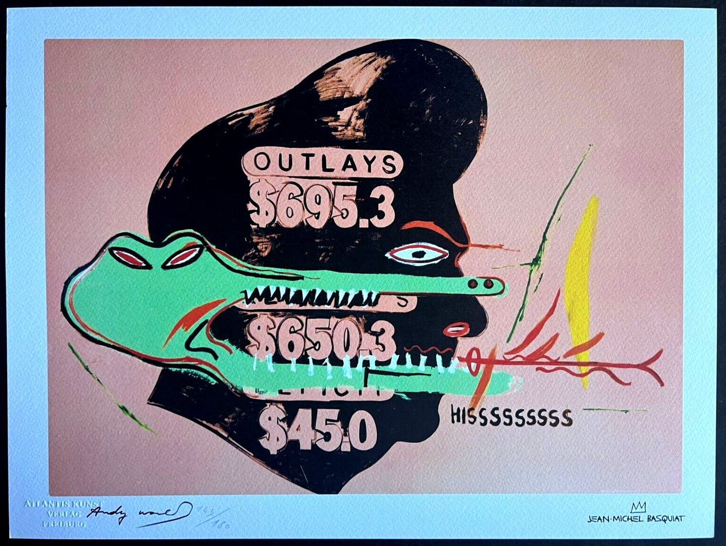 Andy Warhol And Jean-Michel Basquiat Lithograph Signed Numbered Coa