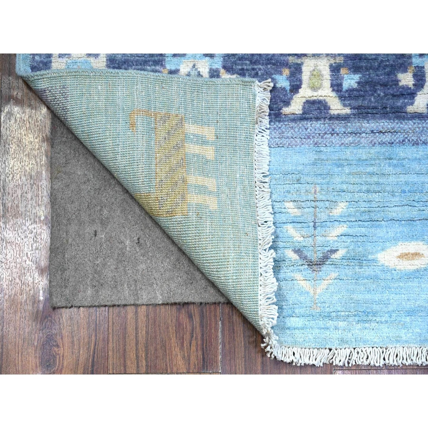 2'8"X11' Blue Fine Kashkuli Gabbeh Soft Wool Hand Knotted Rug