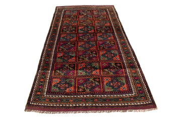 Vintage Violet Brown Oriental Rug Tribal Design