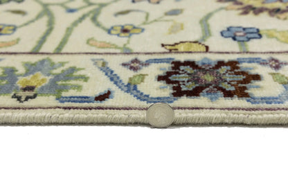 Cream Osh Chobi Peshawar Wool Runner Rug Floral