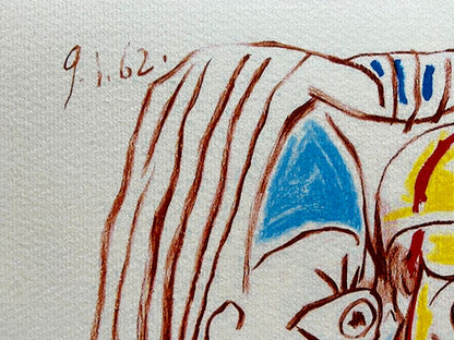 Pablo Picasso Lithograph Coa Signed In Pen Numbered In Pencil Crayon