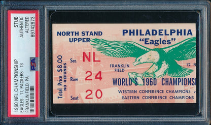 1960 Nfl Championship Game Ticket Stub Eagles Vs.