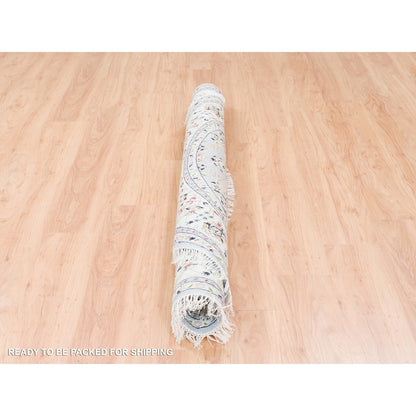 6'1"X6'1" Blue Round Wool 250 Kpsi Nain Handmade Medallion Design Rug