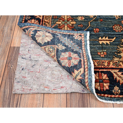 Rug 4'3"x19' Stone Blue Heris All Over Design Pure Wool Hand Knotted Runner