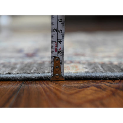 2'7"X9'6" Zombie Gray Fine Aryana Vegetable Dyes Runner Oriental Rug