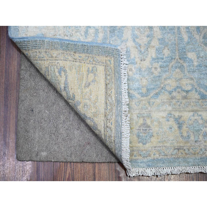 2'5"X18'10" Columbia Blue Wool Hand Knotted Finer Peshawar Oriental Rug