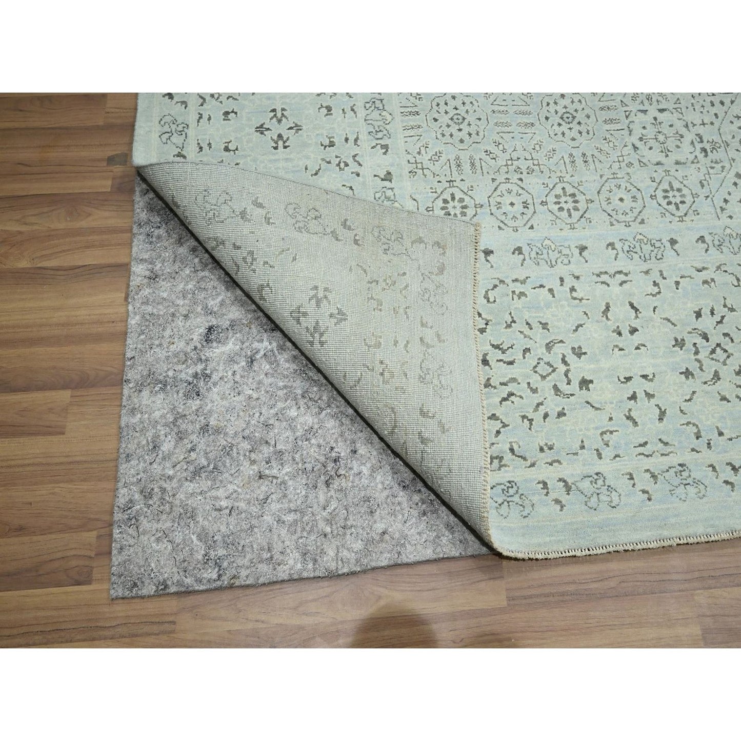 9'1"X12' Beau Blue Pre Historic Mamluk Design Hand Knotted Pure Wool Rug
