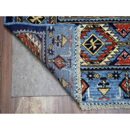 9'8"X12'4" Hand Knotted Blue Afghan Ersari Afghan Wool Oriental Rug