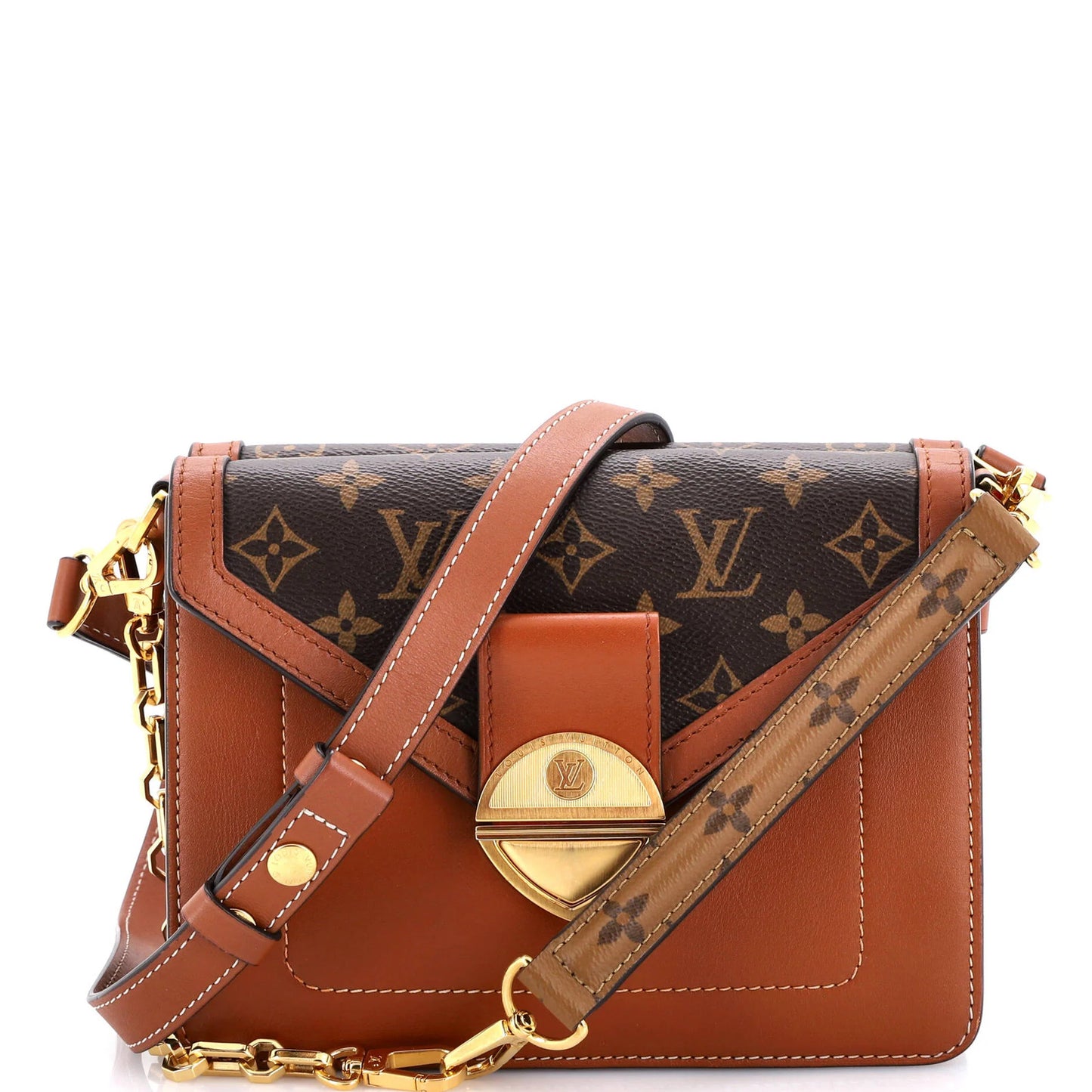 Canvas Louis Vuitton Biface Handbag Leather and Reverse Monogram