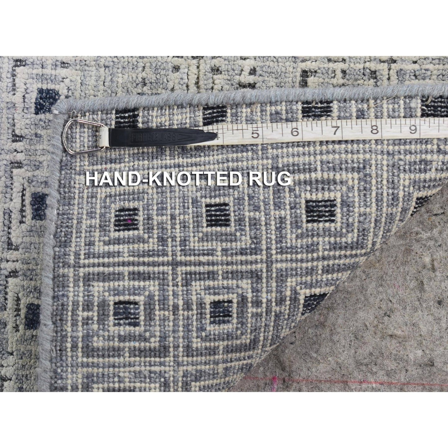 2'8"X8'1" Ivory Modern Pure Silk With Wool Hand Knotted Runner Rug