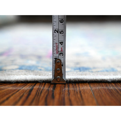 5'X6'4" Cloud Gray Colorful Hand Knotted Fusion Kazak Oriental Rug
