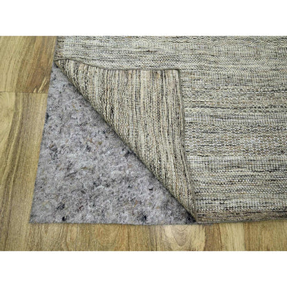 10'3"X13'9" Beige Hand Knotted Rug Distressed & Oxidized Grass Design Wool