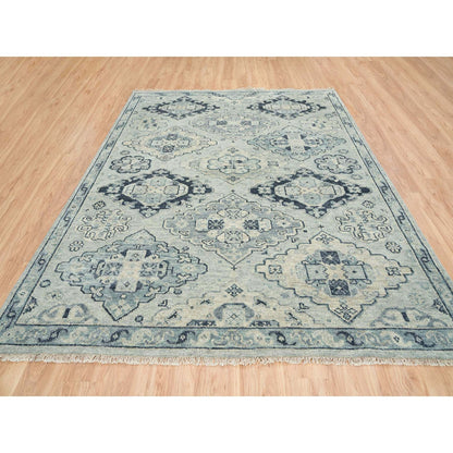 8'X10' Silver Gray Hand Knotted Anatolian Design Pure Wool Rug