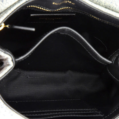 Saint Laurent Loulou Shoulder Bag Matelasse Chevron Denim Toy