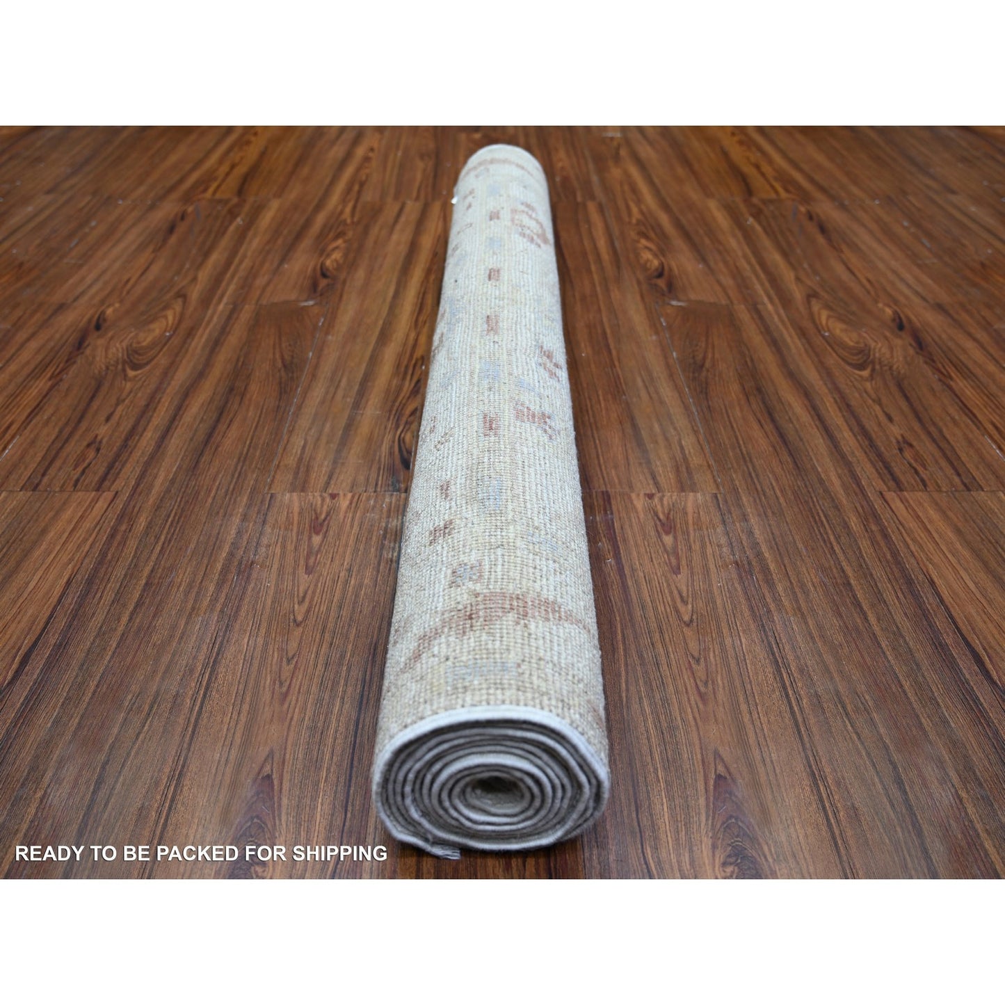 3'10"X9'8" Gray Wool Hand Knotted Afghan Angora Oushak Wide Runner Rug