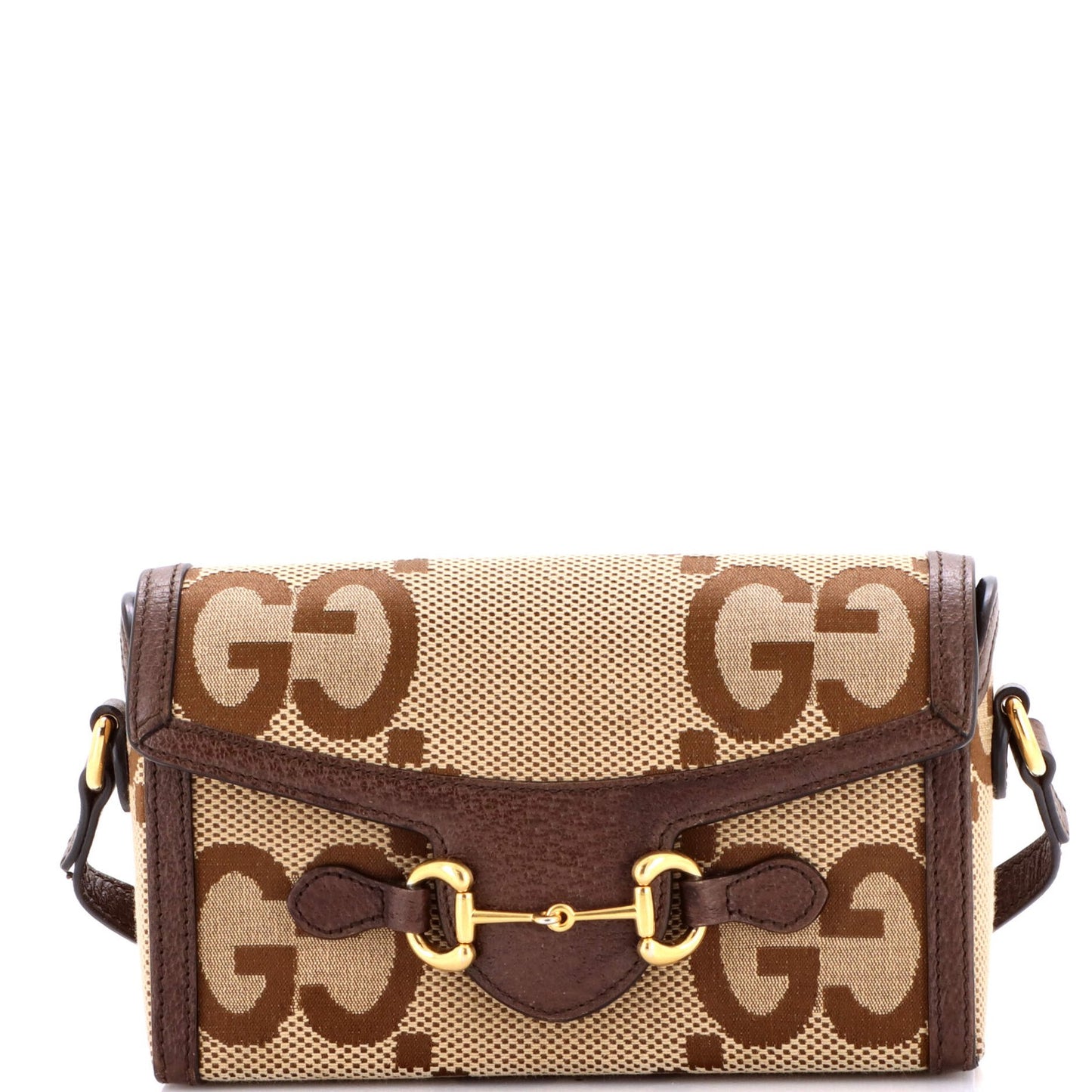 Mini Gucci Horsebit 1955 Flap Crossbody Bag Jumbo GG Canvas