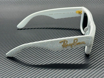 RAY BAN RB4940BP 686687 White Strass Grey Wayfarer Puffer Unisex 47 mm Sunglasse