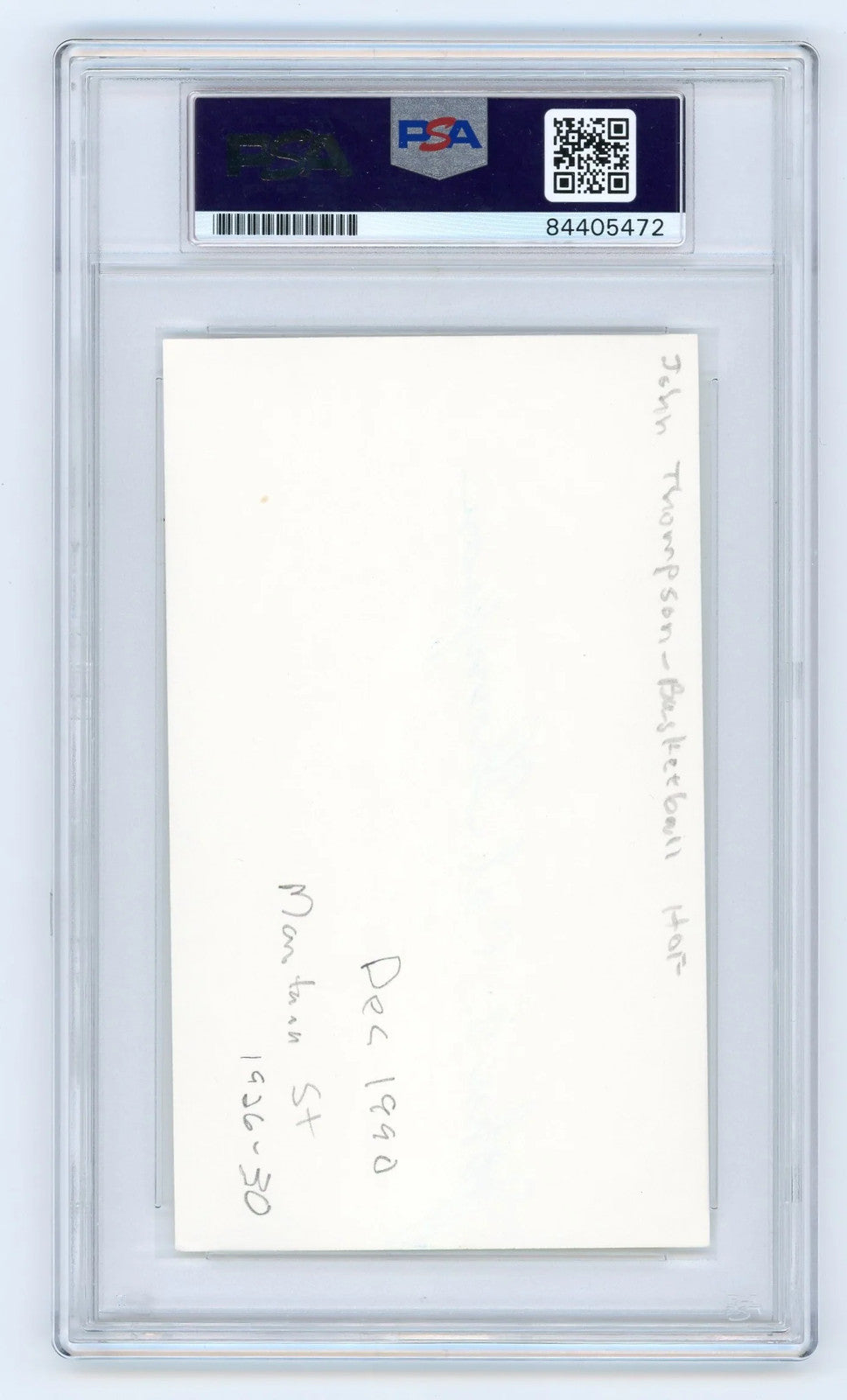 John Thompson Autographed Index Card Psa/Dna Certified