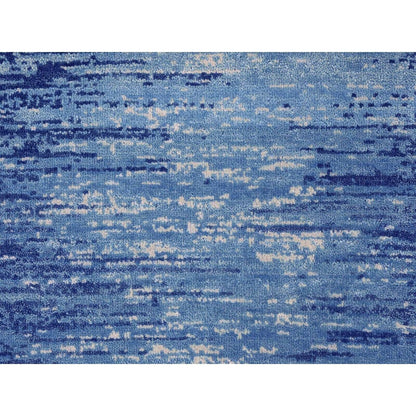 2'7"X10'2" Hand Knotted Ombre Design Pure Wool Blue Oriental Runner Rug