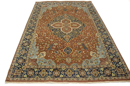 6X9 Ft Handmade Rust Serapi Oriental Rug Farmho
