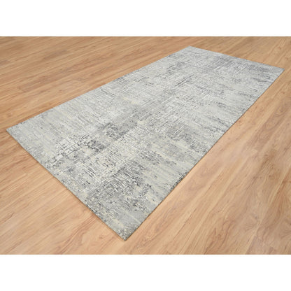 6'X11'10" Gray Wool Hand Knotted Modern Design Gallery Size Runner Rug
